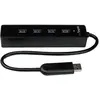 Image de StarTech.com Hub USB 3.0 portable à 4 ports avec câble intégré - 5Gbps - Noir, USB 3.2 Gen 1 (3.1 Gen 1) Type-A, USB 3.2 Gen 1 (3.1 Gen 1) Type-A, 500
