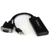 Image de StarTech.com Adaptateur VGA vers HDMI avec audio et alimentation par USB - Convertisseur VGA vers HDMI portable - 1080p, 1920 x 1080 pixels, Noir, Mic