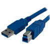 Image de StarTech.com Câble SuperSpeed USB 3.0 A vers B de 1m - Mâle / Mâle - Bleu, 1 m, USB A, USB B, USB 3.2 Gen 1 (3.1 Gen 1), Mâle/Mâle, Bleu USB3SAB1M