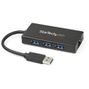 Image de StarTech.com Hub USB 3.0 (5Gbps) portable à 3 ports avec câble intégré plus Gigabit Ethernet - Aluminium, Avec fil, USB, Ethernet, 5000 Mbit/s, Noir S