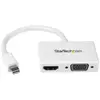 Image de StarTech.com Adaptateur audio / vidéo de voyage - Convertisseur 2-en-1 Mini DisplayPort vers HDMI ou VGA - Blanc, 0,15 m, 1920 x 1200 pixels, 1080p, B