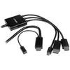 Image de StarTech.com Câble adaptateur HDMI, DisplayPort ou Mini DisplayPort vers HDMI de 2 m - Noir, 2 m, DisplayPort + Mini DisplayPort + HDMI, HDMI + USB, M