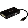Image de StarTech.com Adaptateur multiport USB-C - 3 en 1 - USB Type-C vers HDMI DVI ou VGA, USB Type-C, Sortie DVI, Sortie HDMI, Sortie VGA (D-Sub), 3840 x 21