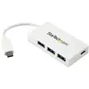 Image de StarTech.com Hub USB-C à 4 Ports avec 1x USB-C & 3x USB-A SuperSpeed - Alimenté par Bus - Hub USB 3.0 Portable - USB 3.2 Gen 1 (5Gbps) Type-C - Blanc,