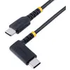 Image de StarTech.com Câble de Charge USB C de 1m - Cordon USB-C, 60W PD 3A - Câble USB C Coudé Noir - Fibre Aramide Robuste - Câble USB 2.0 Type C - Chargeur