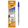 Image de Cristal Original BIC® Stylo bille à capuchon pointe moyenne 1 mm bleu - Pochette de 5