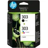 Image de HP Pack de 2 cartouches authentiques d'encre noire/trois couleurs 303, Rendement standard, Noir, Cyan, Magenta, Jaune, Encre à pigments, Encre à color