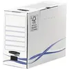 Image de Boîte archives carton Bankersbox - dos 15 cm - pour format 24 x 32 cm, H. 255 mm x l. 15 cm x P. 319 mm - Blanc / Bleu - 100% recyclé certifié FSC - Lot de 25