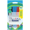 Image de Stylo à bille à capuchon Papermate Kilometrico pointe moyenne 1 mm - Noir, Bleu, Rouge - sachet de 8