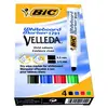 Image de Pochette de 4 marqueurs effacables à sec Bic Velleda 1791 - pointe biseautée - coloris assortis