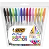 Image de BIC Cristal Multicolour Stylo bille à capuchon pointe large 1,6 mm - Pochette de 15 coloris assortis