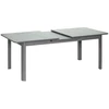 Image de Table de jardin extensible - Milos - aluminium anthracite - plateau verre texturé grisé anti-rayures - 8 à 10 personnes
