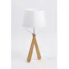 Image de Aluminor Lampe de bureau Zazou - Ampoule Led E27 - 12W - Pied bois hêtre et socle acier laqué - Abat-jour blanc