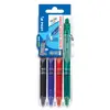 Image de Stylo roller rétractable encre gel effaçable Pilot FriXion Clicker pointe moyenne 0,7 mm - Etui rigide organiseur de 4 couleurs assorties classiques