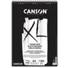 Image de Bloc de 40 feuilles de papier dessin noir Canson XL Dessin Noir - 150g - A3 - 1 face lisse 1 face grainée