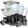 Image de Set pâtisserie avec plaque à 12 mini moules ronds 38 x 30 cm en acier, 2 bols à mixer, verre mesureur et spatule zenker 9378850B88 en occasion ou reconditionné