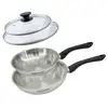 Image de Set 2 poêles 20 et 24 cm en inox et couvercles verres fackelmann geneva 9441850B88 en occasion ou reconditionné