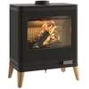 Image de Poêle à bois KAZAN ZEN + Pieds bois - 9 kW - Rdt: 76% - B. 58 cm - Fonte anthracite