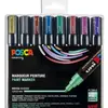 Image de Coffret Uniball de 8 marqueurs peinture Posca métallisés, pointe moyenne, couleurs assorties