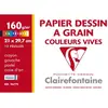 Image de Papier dessin à grain Clairefontaine - A4 - 160 g - pochette 12 feuilles - couleurs vives assorties