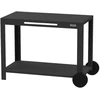 Image de Table desserte 110 XL noire - 2 plateaux 110 x 64 cm - 2 roues - Origine France Garantie