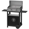 Image de Plancha gaz inox - Duo Edition - Chariot noir - Couvercle inox - 2 brûleurs 4 kW