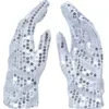 Image de Gants à Sequins Argent Adulte   Accessoires Soirée Disco