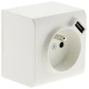 Image de Prise avec terre et prise chargeur usb saillie, complet Besto, blanc