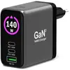 Image de Chargeur mural Port Connect GAN² 140W avec écran - 2x USB-C et 1x USB-A + Câble USB-C / C - Noir