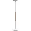 Image de Unilux lampadaire Pryska - Led intégrée - 40W - Variateur d'intensité - Acier et bois hêtre - Blanc