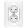 Image de Double prise avec terre verticale Ovalis, SCHNEIDER ELECTRIC, blanc