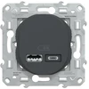 Image de Prise chargeur usb A+C 12W à assembler Ovalis, SCHNEIDER ELECTRIC, anthracite