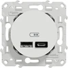 Image de Prise chargeur double usb A+C 12W à assembler Odace, SCHNEIDER ELECTRIC, blanc