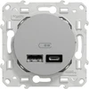 Image de Prise chargeur double usb A+C 12W à assembler Odace, SCHNEIDER ELECTRIC, aluminium