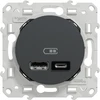 Image de Prise chargeur double usb A+C 12W à assembler Odace, SCHNEIDER ELECTRIC, anthracite