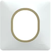 Image de Plaque simple Ovalis, SCHNEIDER ELECTRIC, blanc bague effet laiton