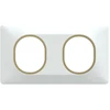 Image de Plaque double Ovalis, SCHNEIDER ELECTRIC, blanc bague effet laiton