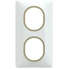 Image de Plaque double verticale Ovalis, SCHNEIDER ELECTRIC, blanc bague effet laiton