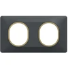 Image de Plaque double Ovalis, SCHNEIDER ELECTRIC, anthracite bague effet laiton
