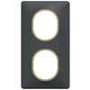 Image de Plaque double verticale Ovalis SCHNEIDER ELECTRIC, anthracite bague effet laiton