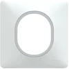 Image de Plaque simple Ovalis, SCHNEIDER ELECTRIC, blanc bague effet argent chromé