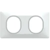 Image de Plaque double Ovalis, SCHNEIDER ELECTRIC, blanc bague effet argent chromé