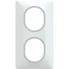 Image de Plaque double verticale Ovalis, SCHNEIDER ELECTRIC, blanc bague argent chrome