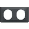 Image de Plaque double Ovalis, SCHNEIDER ELECTRIC, anthracite bague effet argent chromé