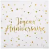 Image de Serviette Joyeux Anniversaire Or (lot de 20)