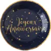 Image de Assiette Joyeux Anniversaire Bleu (lot de 10)