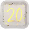 Image de Assiette carré Blanc/Or 20 ans (Lot de 10)