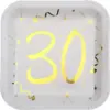 Image de Assiette carré Blanc/Or 30 ans (Lot de 10)