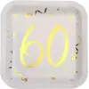 Image de Assiette carré Blanc/Or 60 ans (Lot de 10)