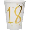 Image de Gobelet en papier Blanc/Or 18 ans (Lot de 10)